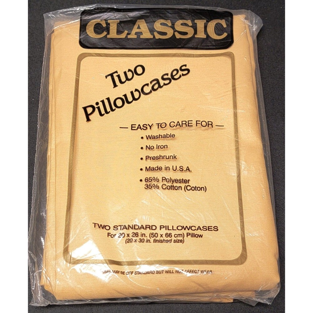 Vintage Classic Peach Two Pillowcases Standard Size No Iron Washable NEW